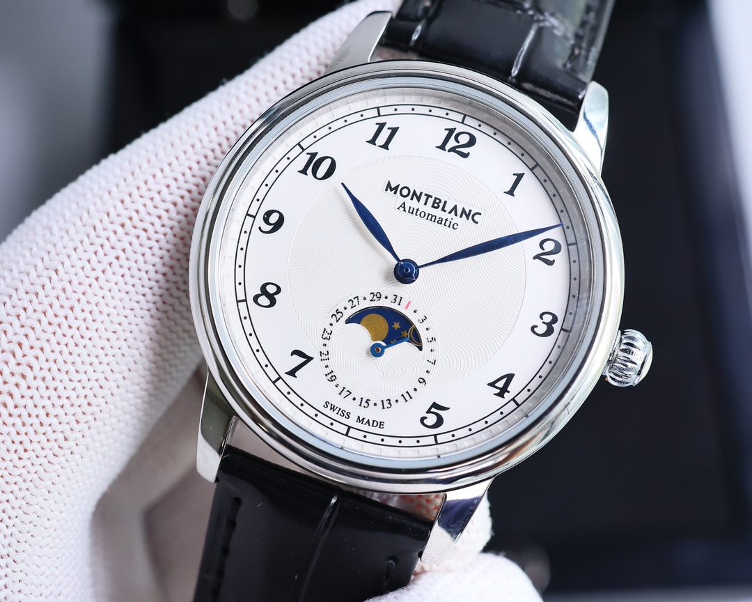 White 1200- Gold 1250.
[MKF Factory2023 New Product Recommendations - Latest Masterpiece] Original replica of Montblanc Star Series 129630 Moon Phase Complication Watch series!
1 ? 42MM in diameter, 10MM in thickness!
2 ? quenched blue steel needle, craft