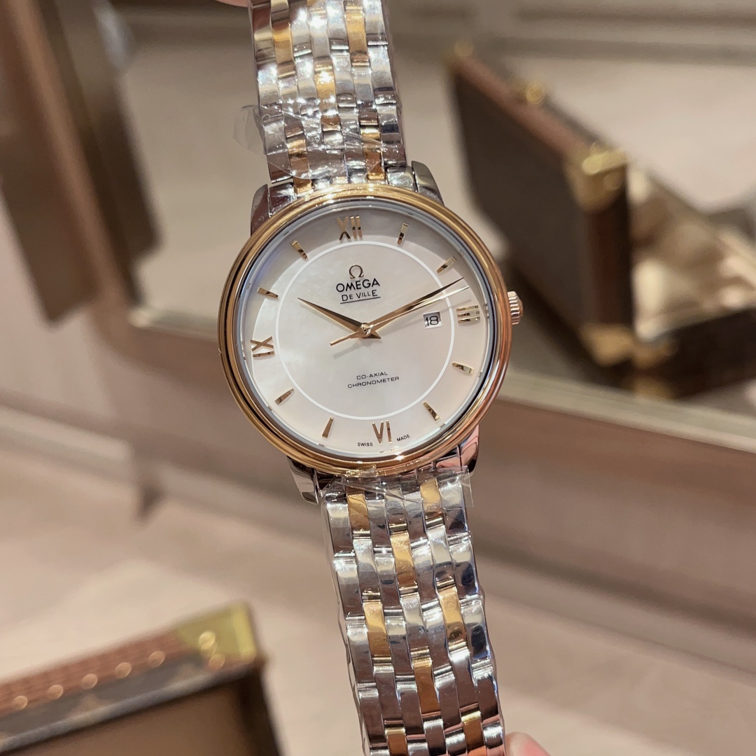 ??300 gold 320 diamonds +20
Taiwan factory paired with red packaging gift bag Omega de Ville Quartz collection watch
The women's watch measures 27.4mm and the men's watch 39mm
Imported Swiss quartz movement, 316 stainless steel case, scratch-resistant gla