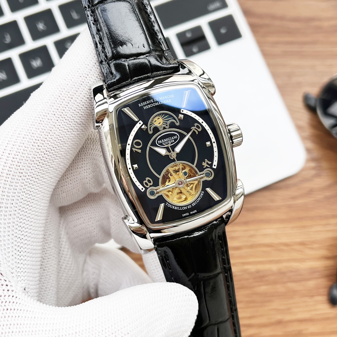 - White case 570 gold 590 steel strap plus 20
??? Classic reborn - PARMIGIANI Parmigiani Fang Heng collection for men
[Type] : Formal men 's watch (Business Fit)
[Movement] : Fully automatic mechanical movement (Shanghai Jinji, more stable timekeeping)
??