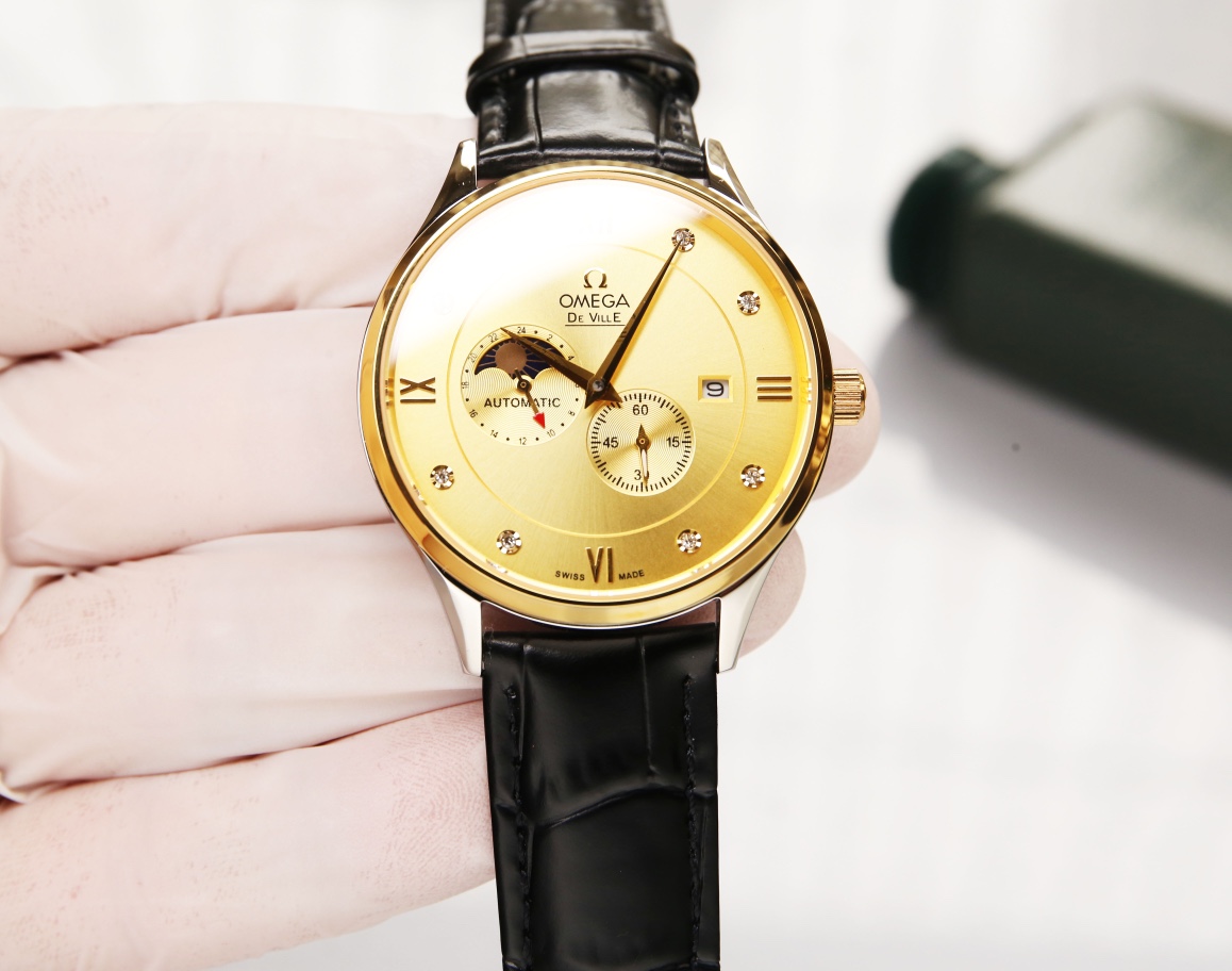 White skin P: 640. Gold ?20 (5 ?? Water resistance, swimmable ??!)
Omega - Sun Moon Star series, with custom original imported 8219 movement (0 repair 0 after-sales), 24 hours/true moon phase display, 5-position small seconds. Double sapphire crystal, Ita