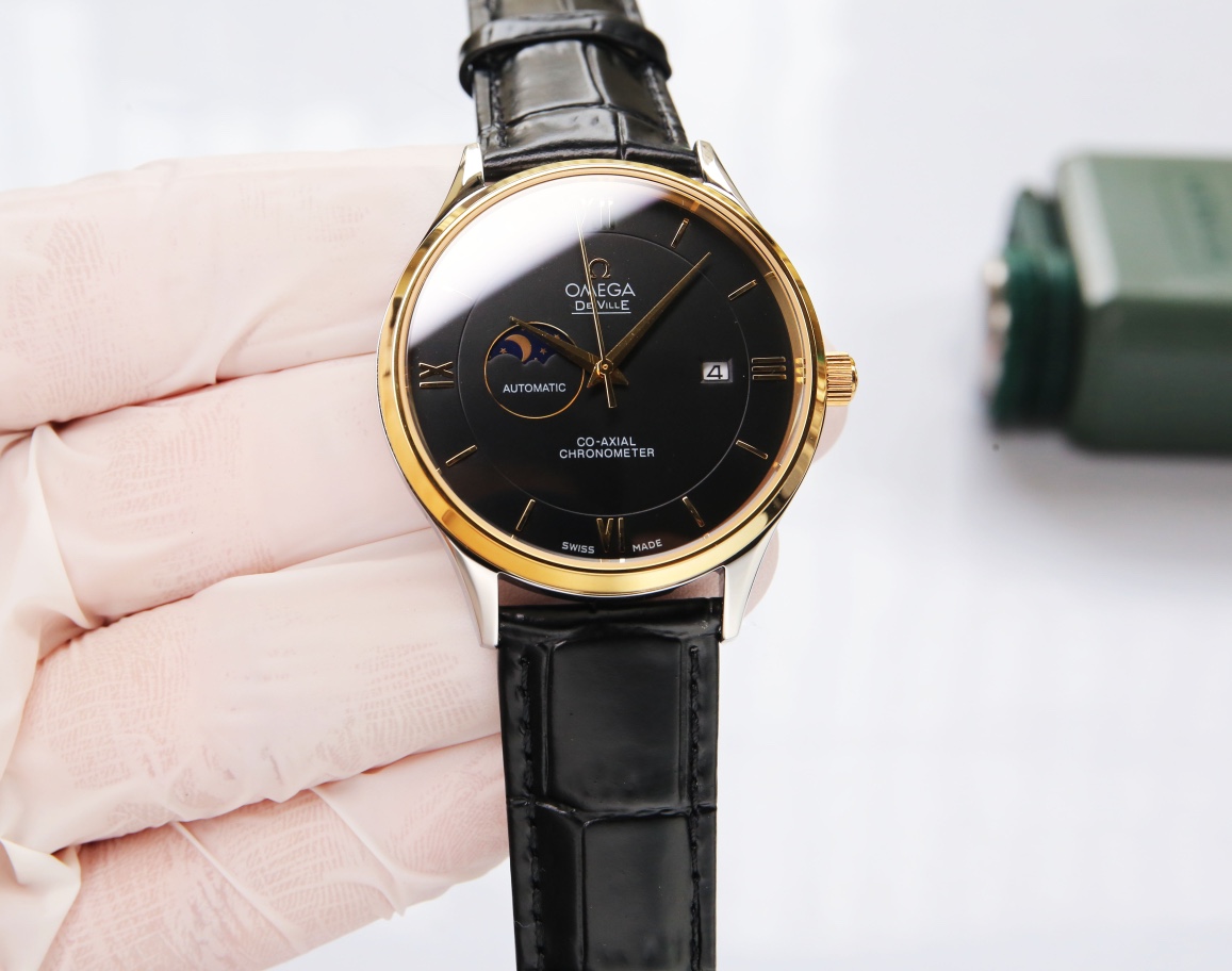 White leather P:700. Steel band ?20 (5 ?? waterproof, swimmable ??!)
Omega - Sun Moon Star series, with custom original imported 8217 movement (0 repair 0 after-sales), 24 hours/true moon phase display, 5-position small seconds. Double sapphire crystal, I