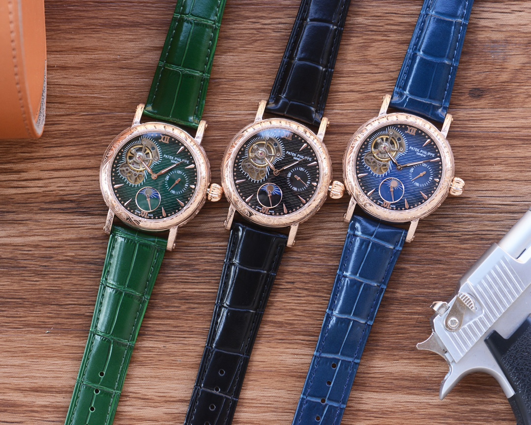 Patek Philippe (Fine men's watch, exquisitely crafted, carved case tourbillon selection, multi-functional display including sun, moon, stars and calendar, with exquisite details and superb craftsmanship, equipped with multi-functional automatic mechanical