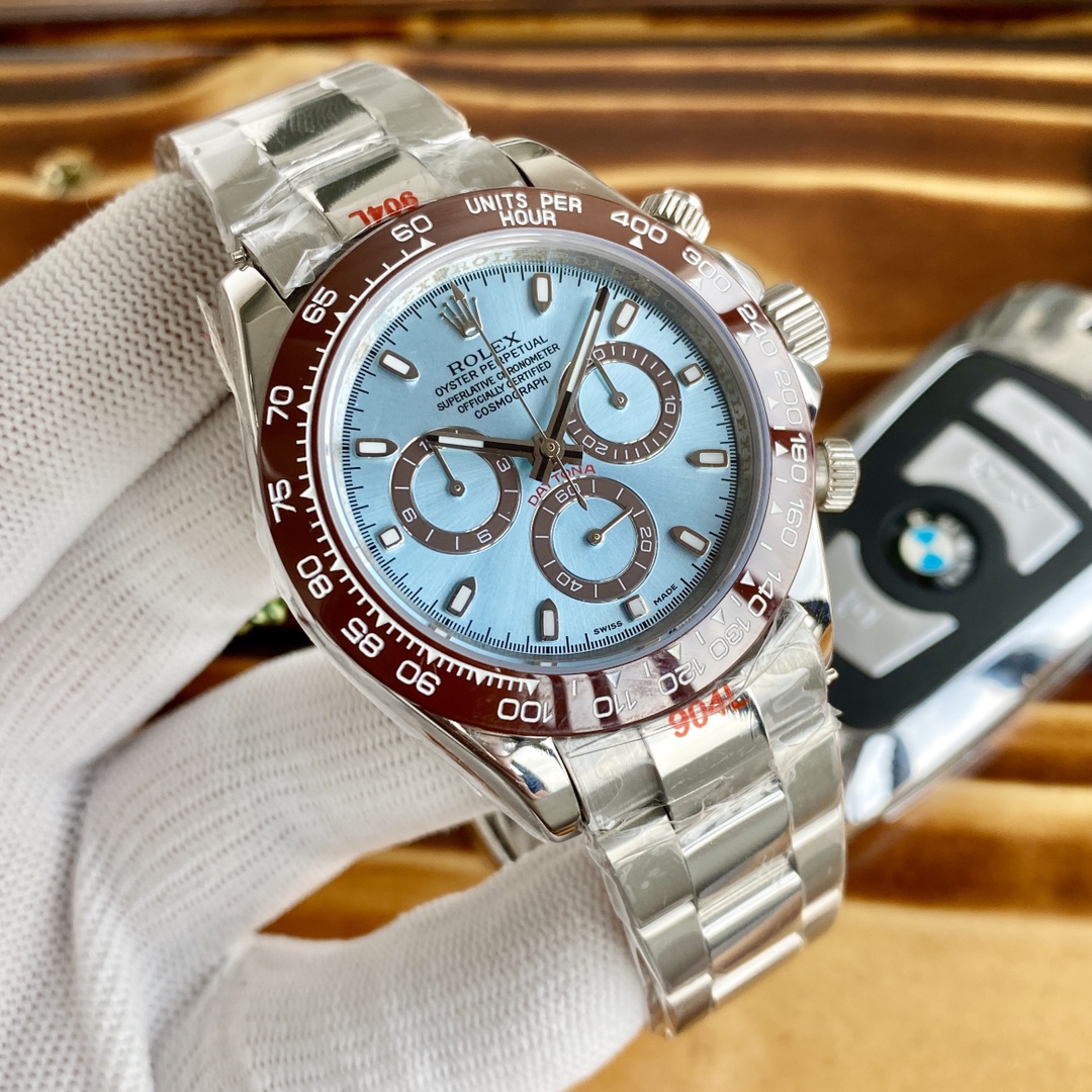 Exclusive quality 904 edition Top reissue :ROLEX Daytona Yu! Daytona Chronograph 904l steel screw-down crown and pusher with 7750 automatic mechanical Chronograph movement for high efficiency, precision and stability Diameter 40mm Thickness 13.5mm Grey Go