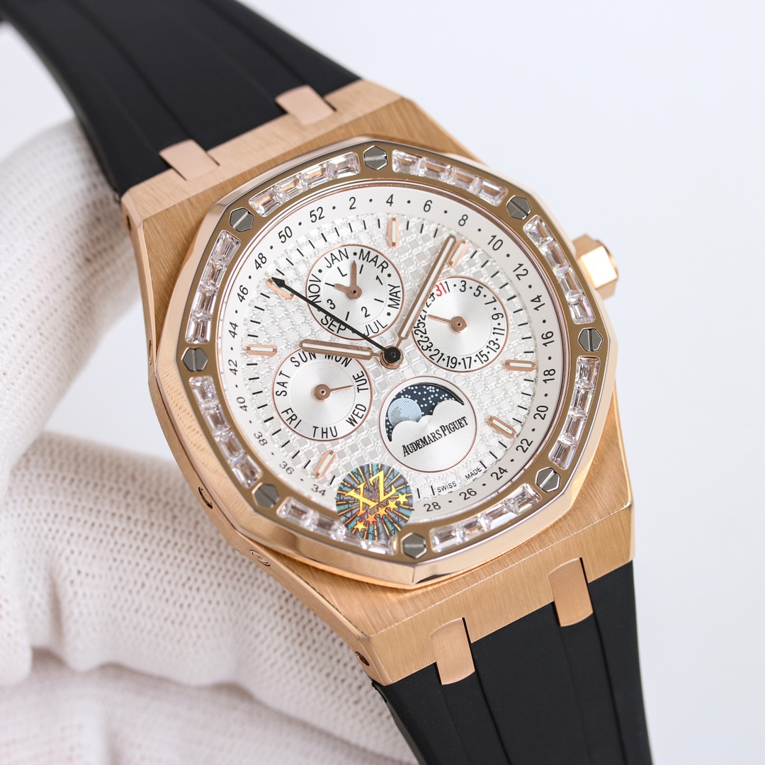 Unique charm:
AP Audemars Piguet Royal Oak 26574ST collection Men's watch! A perfect and individual experience!
1 ? 41MM in diameter!
2 ? with a custom Cal.5134 movement, perfectly restoring the power
Yes!
3 ? CALENDAR, day of the week, month, moon phase 