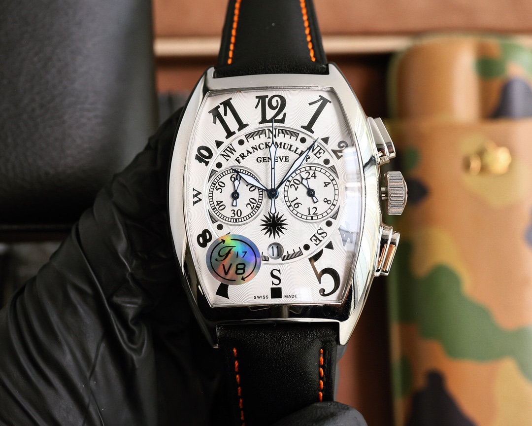 ?? Franck Muller 40*52mm barrel-shaped case Japanese multi-functional quartz movement top layer calfskin strap original pin buckle unique F M style only made for your own use