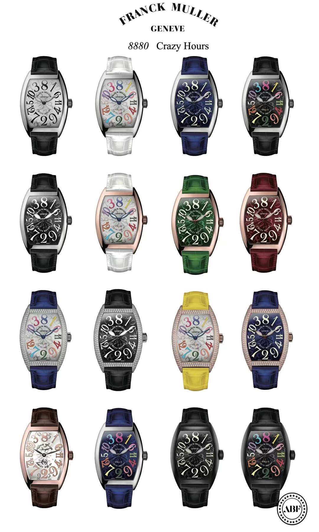 The Franck Muller 8880 Crazy Hours completely subverts the conventional concept of time, establishes a new philosophy, and shows its independence and follows a clear and simple logic beyond the existing order of time. The traditional arrangement of clocks