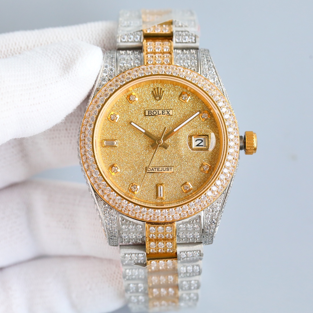 Hd real shooting of the starry sky Luxury Log full of diamonds!! 41mm original diameter! With imported 3135 backlit automatic mechanical movement! Rolex Luxury 18k nanotechnology! Full diamond original strap! Crafted with over 2,300 AAA zircon stones! Mak