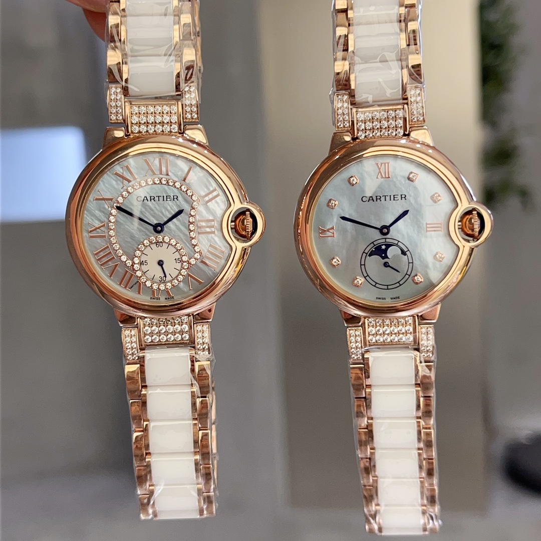?? Interceramic strap with diamond bezel without diamond rose gold 440
Ice blue ?? HIGH-END limited edition, interceramic strap luxury NOBLE temperament none other than it [heart]
Cartier Ladies' Blue Balloon Luxury collection, quartz watch in uniform col