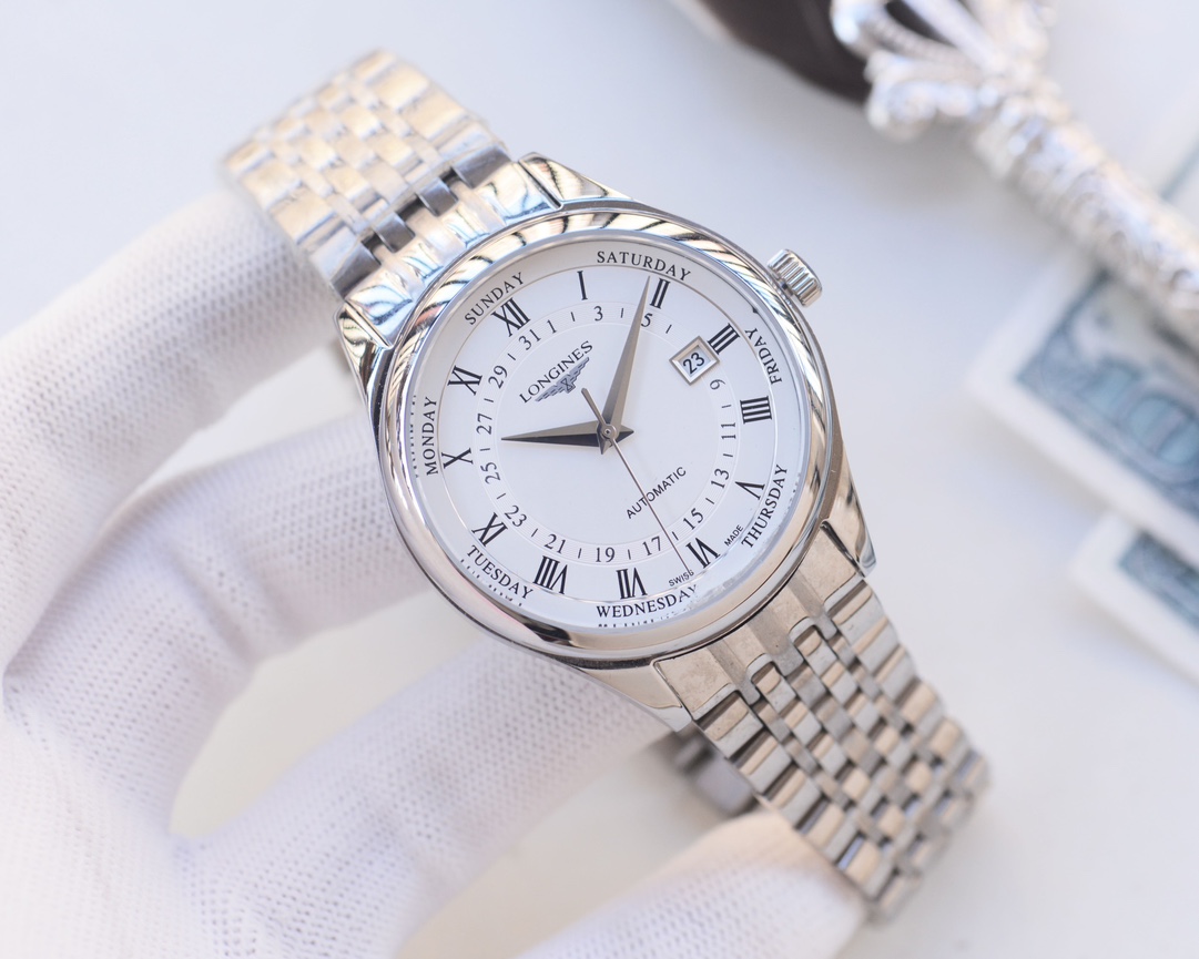 Gold and white: Leather 550, steel 570
Brand: Longines????
Type: Men watch ????
Case: Top 316 stainless steel L
Strap: Imported calfskin strap /316L stainless steel strap
Movement: Japanese imported Citizen 8215 mechanical movement ??
Mirror: Mineral scra