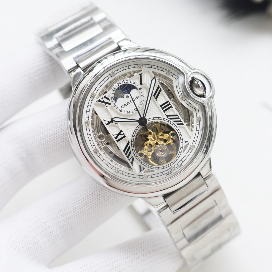 Gold and white: Belt 520, steel belt 550
Brand: CARTIER -CARTIER????
Type: Men 's watch ????
Case: Top 316 stainless steel L
Strap: Imported calfskin strap /316L stainless steel strap
Movement: Fully automatic imported mechanical movement ??
Mirror: Miner