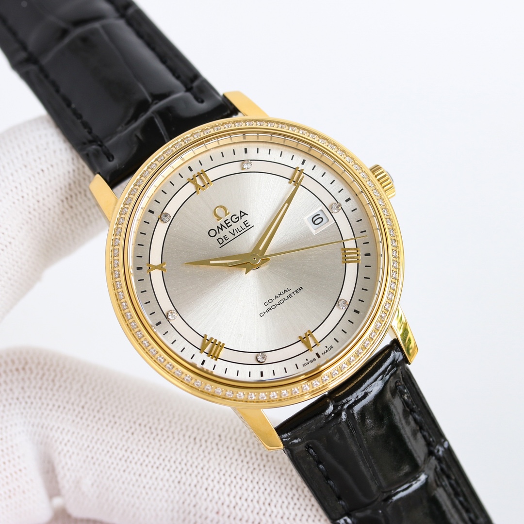 ?? Gold and white 680
Brand: OMEGA ?? Series: Butterfly watch series Material: 316 stainless steel case Sapphire crystal Leather strap: Italian ???? top-grain calfskin strap Original imported Citizen 8215 automatic mechanical movement. Size: 39mm in diame