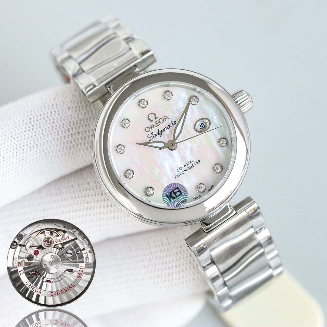 Premium V4 Omega de Ville LADYMATIC Bird's Nest series women's mechanical watch, endorsed by Nicole Kidman
Equipped with the Cal.8520/8521 coaxial automatic mechanical movement
Sapphire crystal front and back, colored mother-of-pearl dial, original 1:1 mo