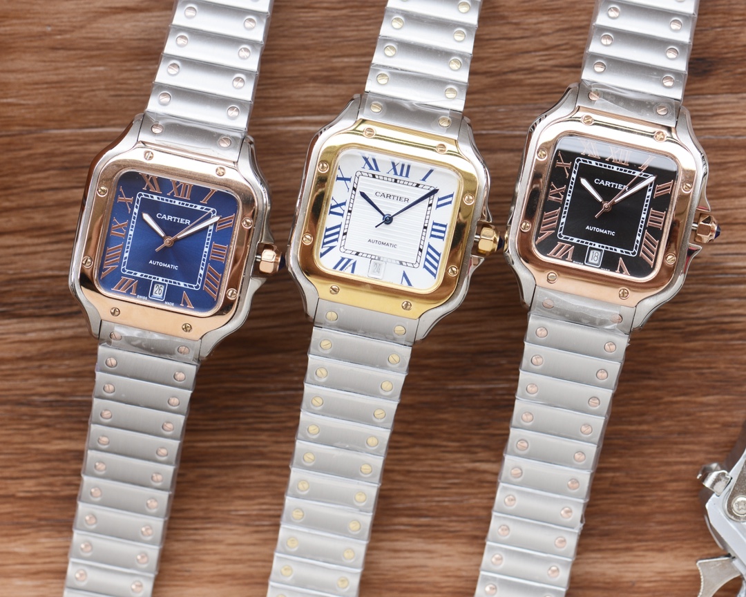 Cartier Santos Santos collection, the latest upgrade of the strongest Cartier Santos! The strap is truly detachable by hand, with three-dimensional blued hands! Dimensions 39.8X47.5X12mm, real delivery footage