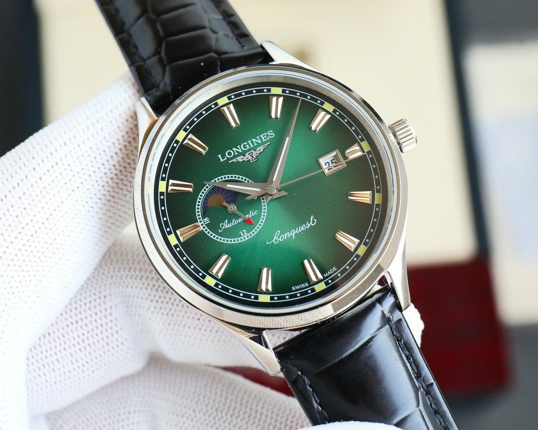 LONGINES?? Sun Moon Stars collection, with custom original imported 8217 movement (0 repair 0 after-sales), 24 hours/true moon phase display, double sapphire glass crystal, Italian cowhine, diameter 40??11.5 degrees water resistance!
Elegant style instant