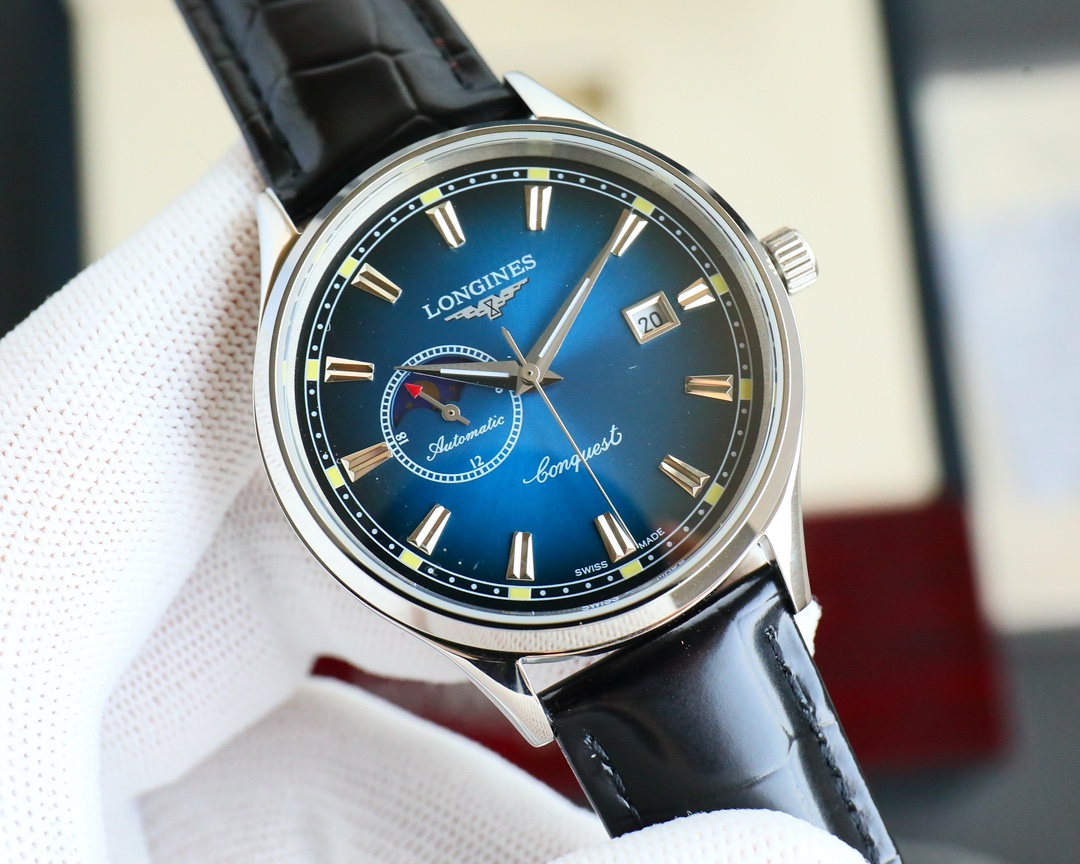 LONGINES?? Sun Moon Stars collection, with custom original imported 8217 movement (0 repair 0 after-sales), 24 hours/true moon phase display, double sapphire glass crystal, Italian cowhine, diameter 40??11.5 degrees water resistance!
Elegant style instant