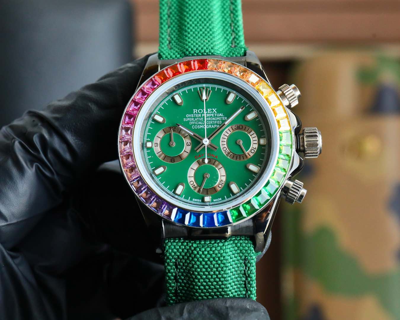 ROLEX Daytona 316L steel case 43mm mineral-coated glass durable super luminous Japanese multifunctional chronograph quartz movement canvas strap original buckle the Rolex Daytona you can't put down once and for all!