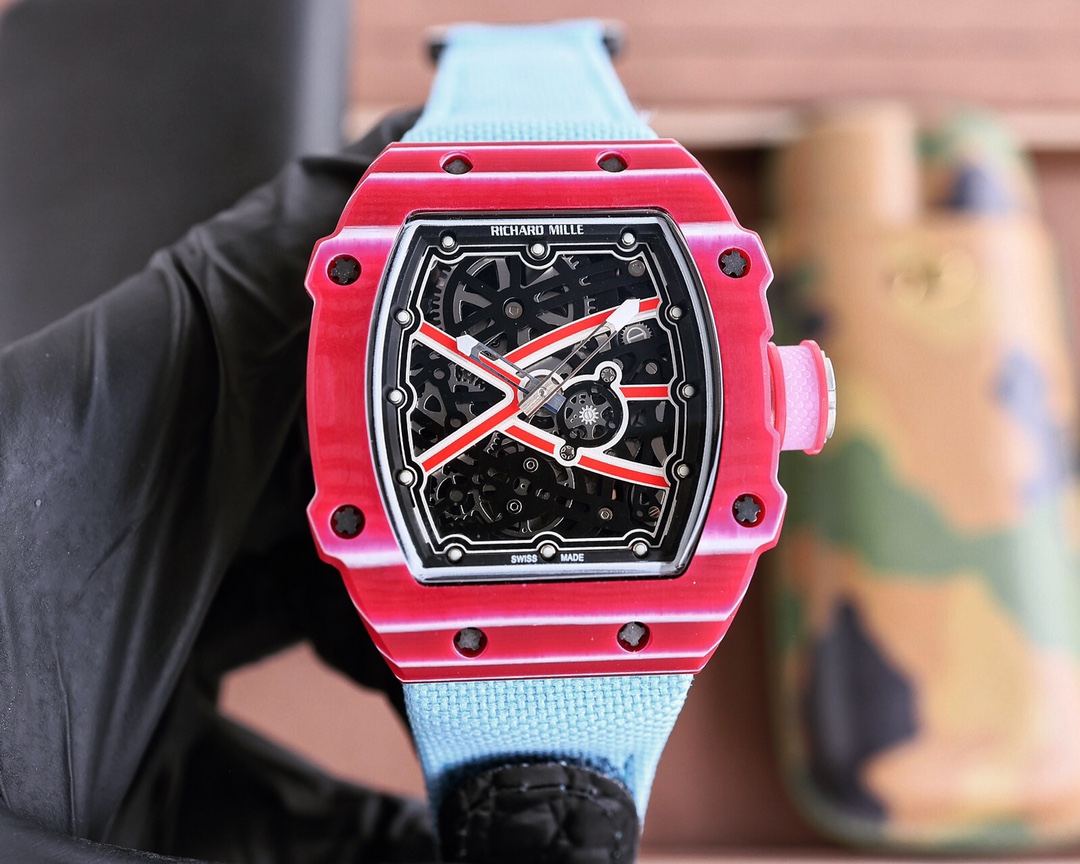 ?? Richard Mille RM67-02 The King of high jumping Champion model 1:1 precision mold made of 100% (NTPT carbon fiber/ceramic material) to form the special texture on the case with original Citizen automatic mechanical movement swing 28800 Regardless of the