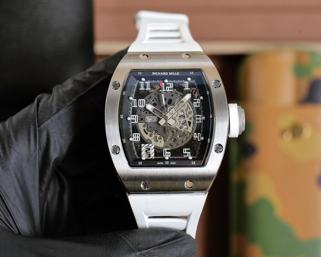 ?? Richard Mille RM010 New craftsmanship more avant-garde skeletonized design latest special mineral scratch-resistant mirror glass with 316L stainless steel case wear-resistant natural imported rubber strap automatic imported mechanical movement size: 49