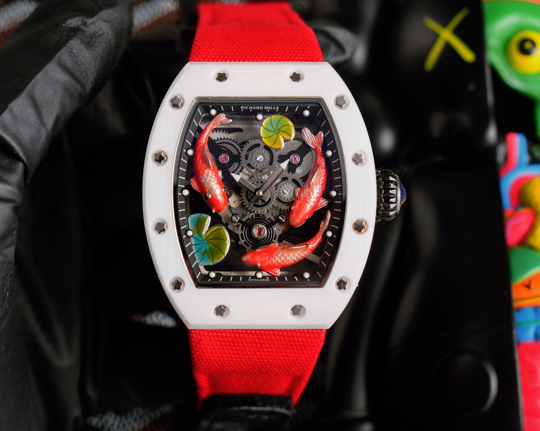 ?? Richard Mille RM57-01 New Year's Eve gift of the Year of the Pig [Yearly "Fish"] with original imported 8215 mechanical ceramic case 43* 50mm waterproof tape with original folding clasp, the case and dial are designed to meet your unique personality