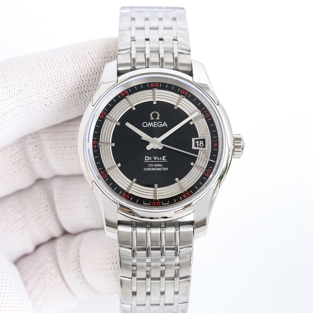 Omega de Ville steel Black dial side Transparent 8500 high-end De Ville Men 431.30.41.21.02.001