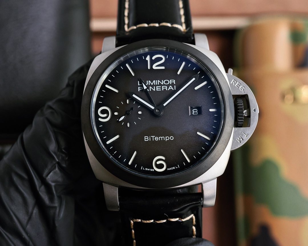 PANERAI arc coated glass 44mm*16mm rubber strap with original pin buckle automatic mechanical watch from a tough guy
