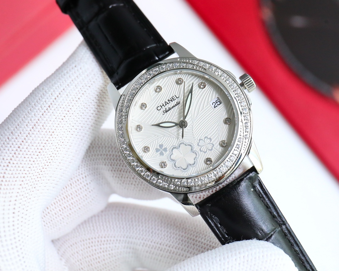 ?? Leather strap white 260 rose 280 ceramic +20 Chanel New debut women's quartz watch Imported quartz 3-hand movement 316L steel diamond-encrusted case Sapphire glass mirror real cowhide strap/Steel between ceramics 35mm diameter 9mm thickness