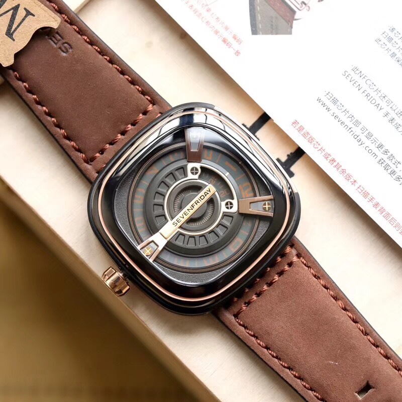 Sevenfriday automatic mechanical men watch, diameter 47*47mm, hardware all original FACTORY, see the details, leather strap sevenFRIDAY print fine, thick and thin, comes with original factory tape!