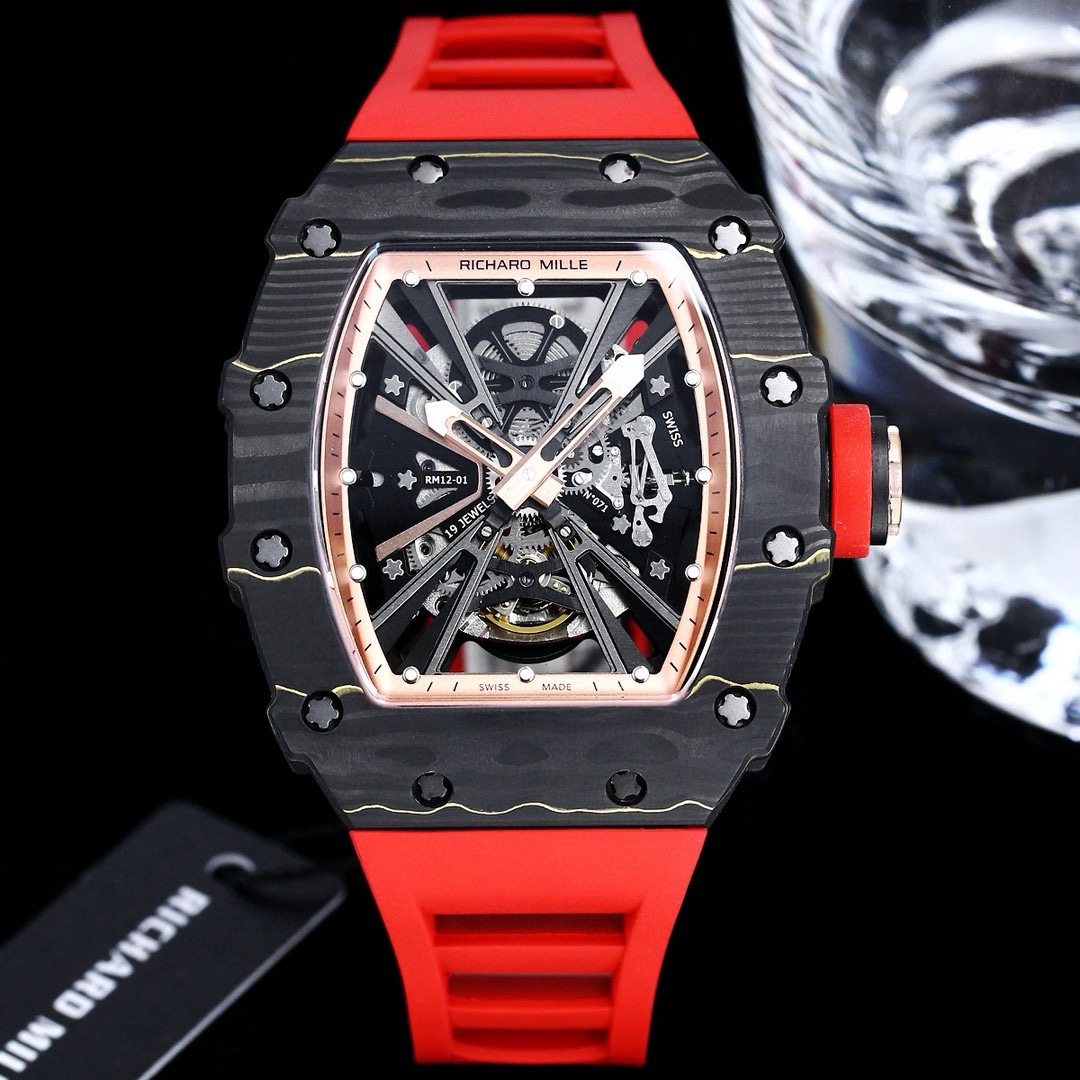 Upgrade V3
[RICHARD MILLE] Richard Mille RM12-01 integrated Flywheel watch, with both carbon fiber and quartz fiber case materials, available in three colors: pure black carbon fiber, gold carbon fiber + white quartz fiber. With sapphire crystals, each st