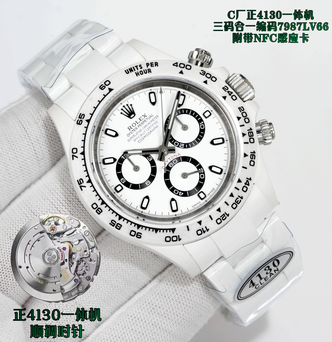 Produced by SJ 2850
C factory /clean, ROLEX ??MK1 Daytona series ceramic case must be a masterpiece, (updated custom super ceramic one-piece material, one-piece case, one-piece clasp, make the watch ?? watch MORE EASY and quick, comfortable to wear, full 