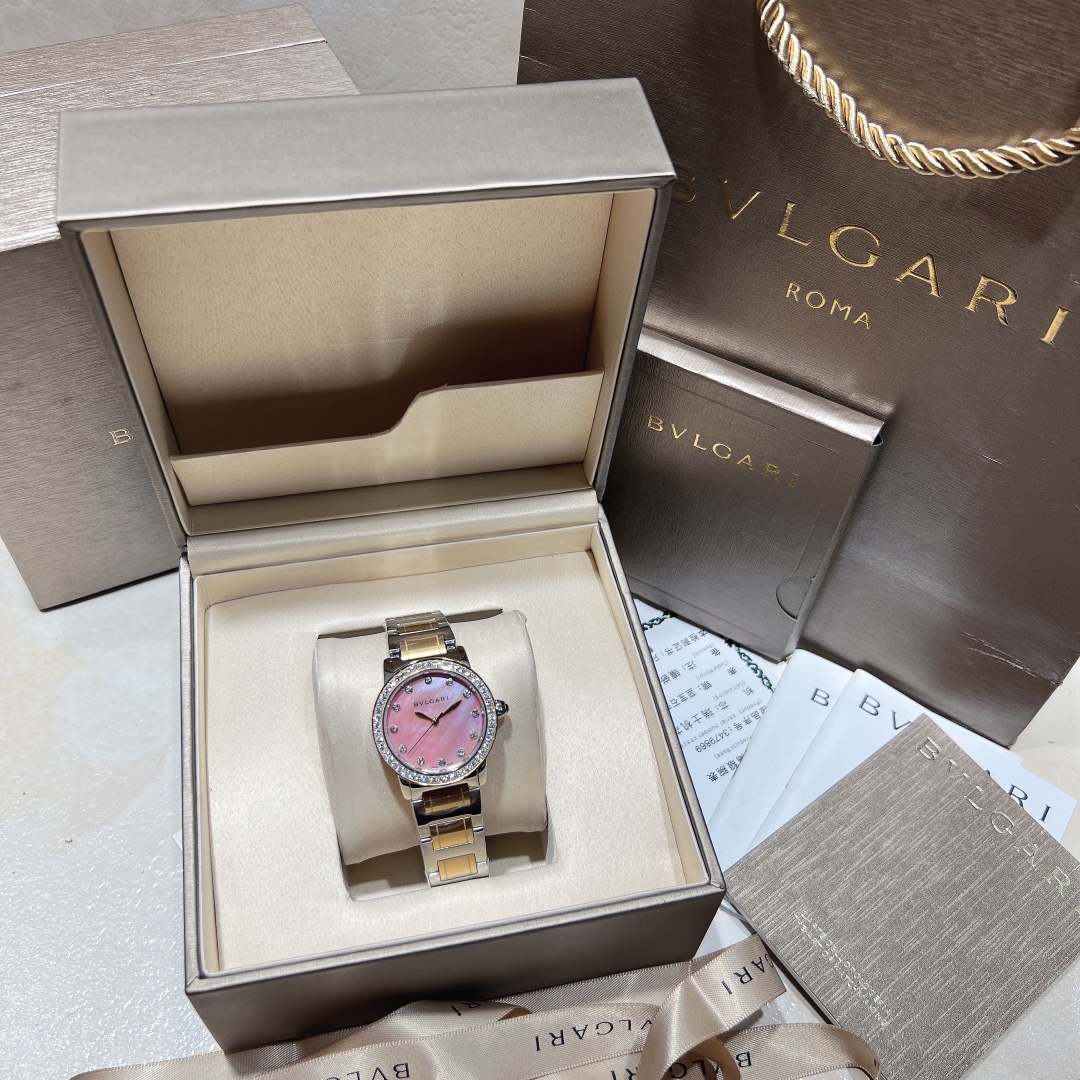 ?? Real photos of BVLGARI?BVLGARI collection luxury quality showcases unique charm BVLgari logo ruby crown, sapphire scratch-resistant mirror surface, quality is top-notch, size 33MM
