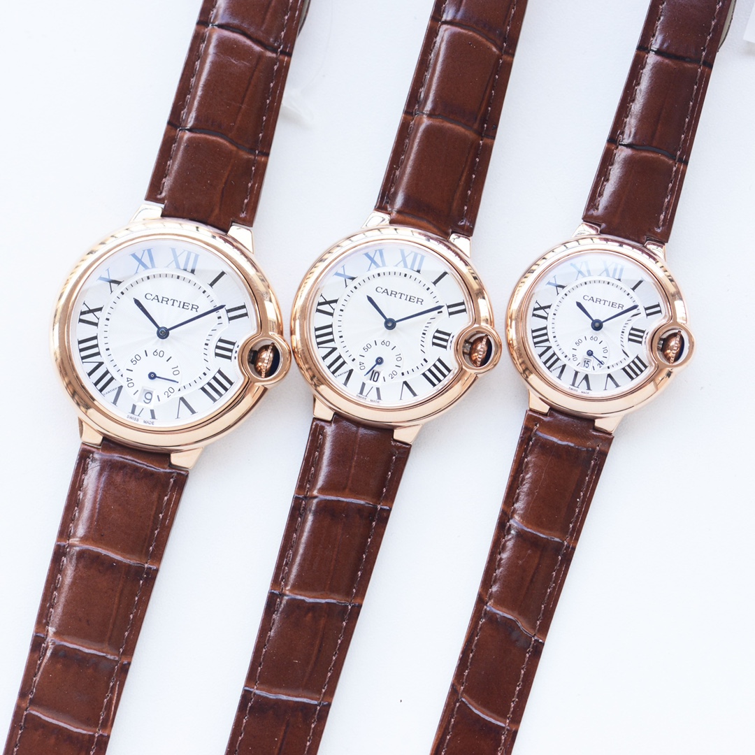 Taiwan factory produced three codes combined size 33mm 36mm 42mmCartier Ballon Bleu series: New quartz watch with two and a half hands date display, watch lovers' expected two and a half hands small seconds dial with date function new available, double sa