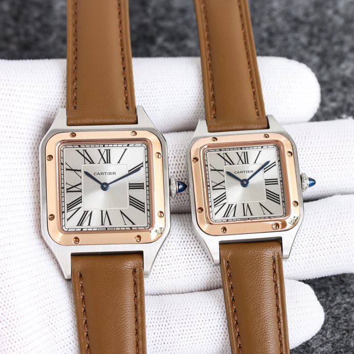 Taiwan factory Dumont, newly released lychee peel, large, medium, small, three sizes, Cartier Santos-Dumont series, Swiss quartz movement! Silver-plated dial! The new Santos-Dumont men's and women's watches were introduced at the 2021 Geneva Watch Show. T