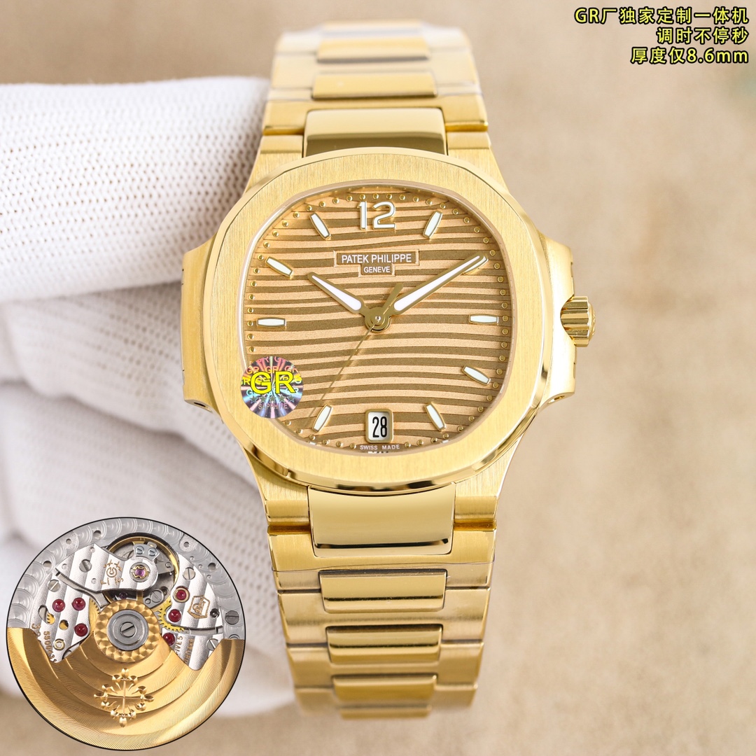 2025 White 1350 pattern 1400 brick ?50, ??GR New women's watch v2 version highly recommended PP5711 women's Nautilus. Welcome to compare the details:
1 ? with exclusive custom 9015 modified Cal.324sc integrated automatic movement, adjust time without stop