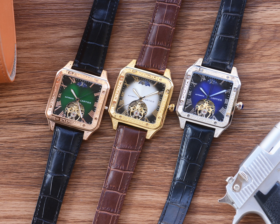 Uni-president 550
Flywheel design ?? Square new product ??
Brand: Cartier ??
Type: Fine men's watch
Strap: Genuine cowhide strap
Movement: Automatic mechanical movement
Mirror: Mineral-tempered glass
Elegance, vastness, grandeur, ingenuity, a gem on the w