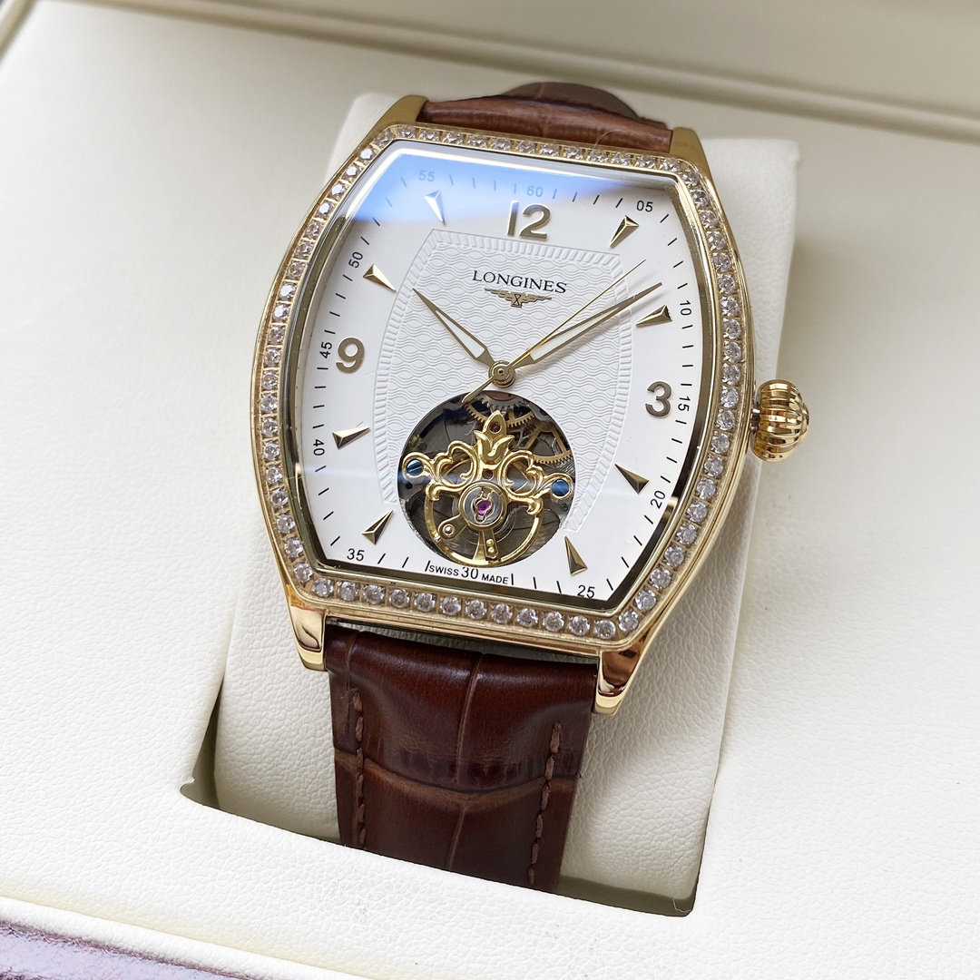 Uniform 600. [New Design Classic Hot Sale] Longines Men's watch Automatic mechanical movement Mineral tempered glass 316L Stainless steel case Genuine leather strap Simple Fashion Business Casual Size: 42mm diameter 12mm thickness