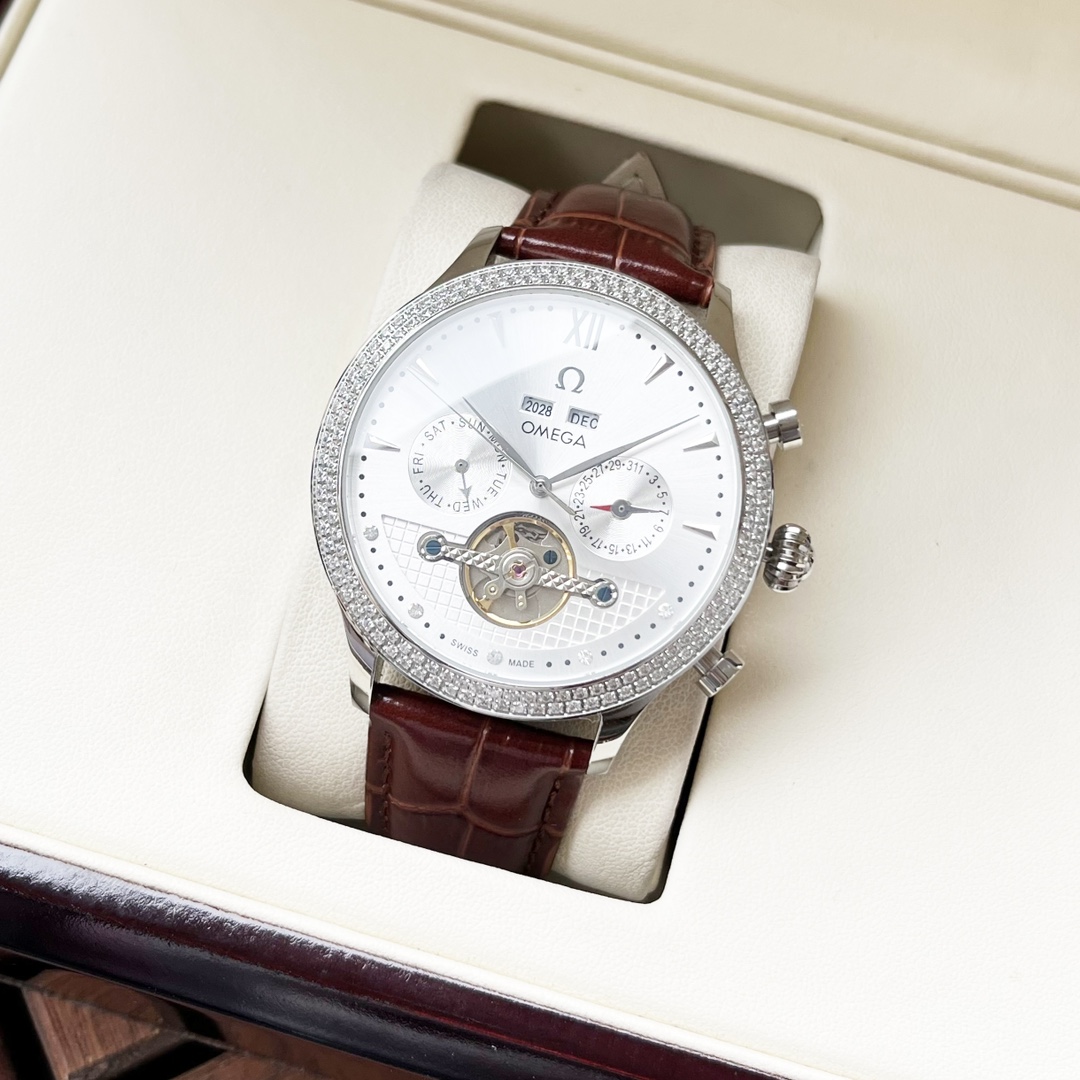 Uni-president 650 [New design Elegance] Omega -Omega Men watch Automatic mechanical Movement Mineral tempered glass 316L Stainless steel case Genuine leather strap Fashionable style Business essential Size: 42mm diameter 12mm thickness