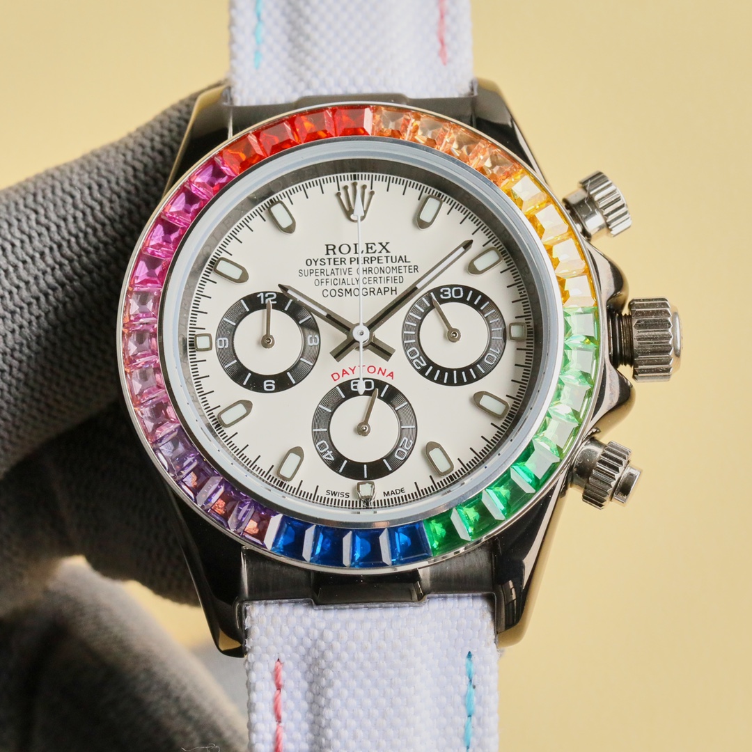 Uni-president 750
New ?? ROLEX Daytona series 316L stainless steel case size 43mm mineral-coated glass durable Super luminous Japanese multi-functional chronograph quartz movement canvas strap Original buckle The Rolex Daytona you can't put down once and 