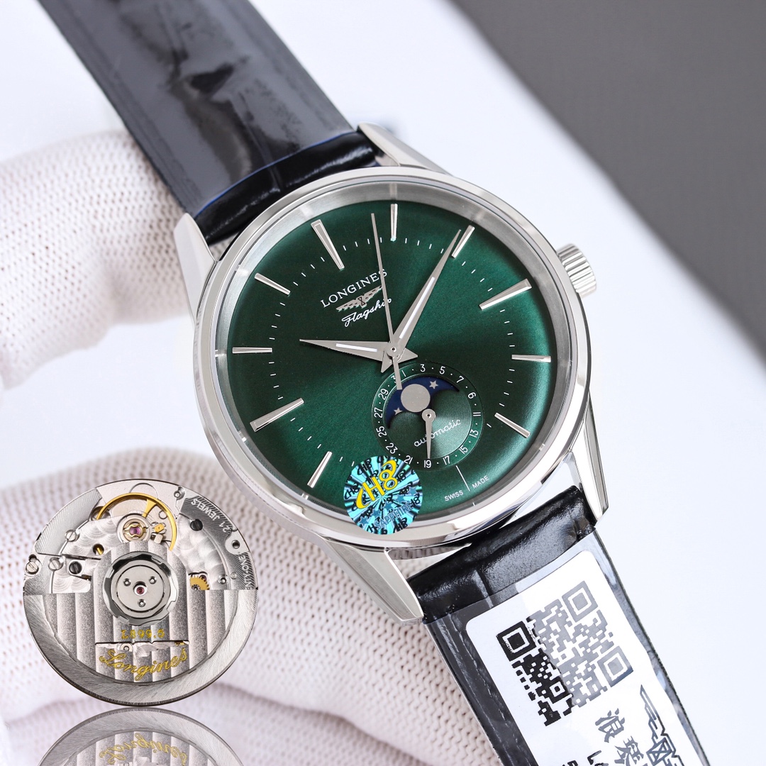 Uniform: 1550
3D first recommendation, Longines Flag Classic Reissue Sun Moon Star Watch, new release!
1 The dial: With a curved design, it is paired with sunray, luminous coating on the hour and minute hands, clearly showing the time day and night, and s