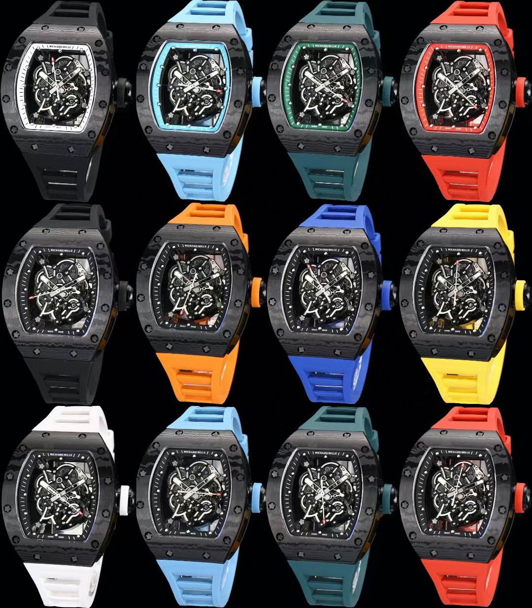 [RICHARD MILLE] Richard Mille RM055 stainless steel case, stainless steel graphics create a unique visual effect and have excellent physical properties - durable, impact-resistant and ultra-light; The watch has no dial design, and the skeletonized movemen