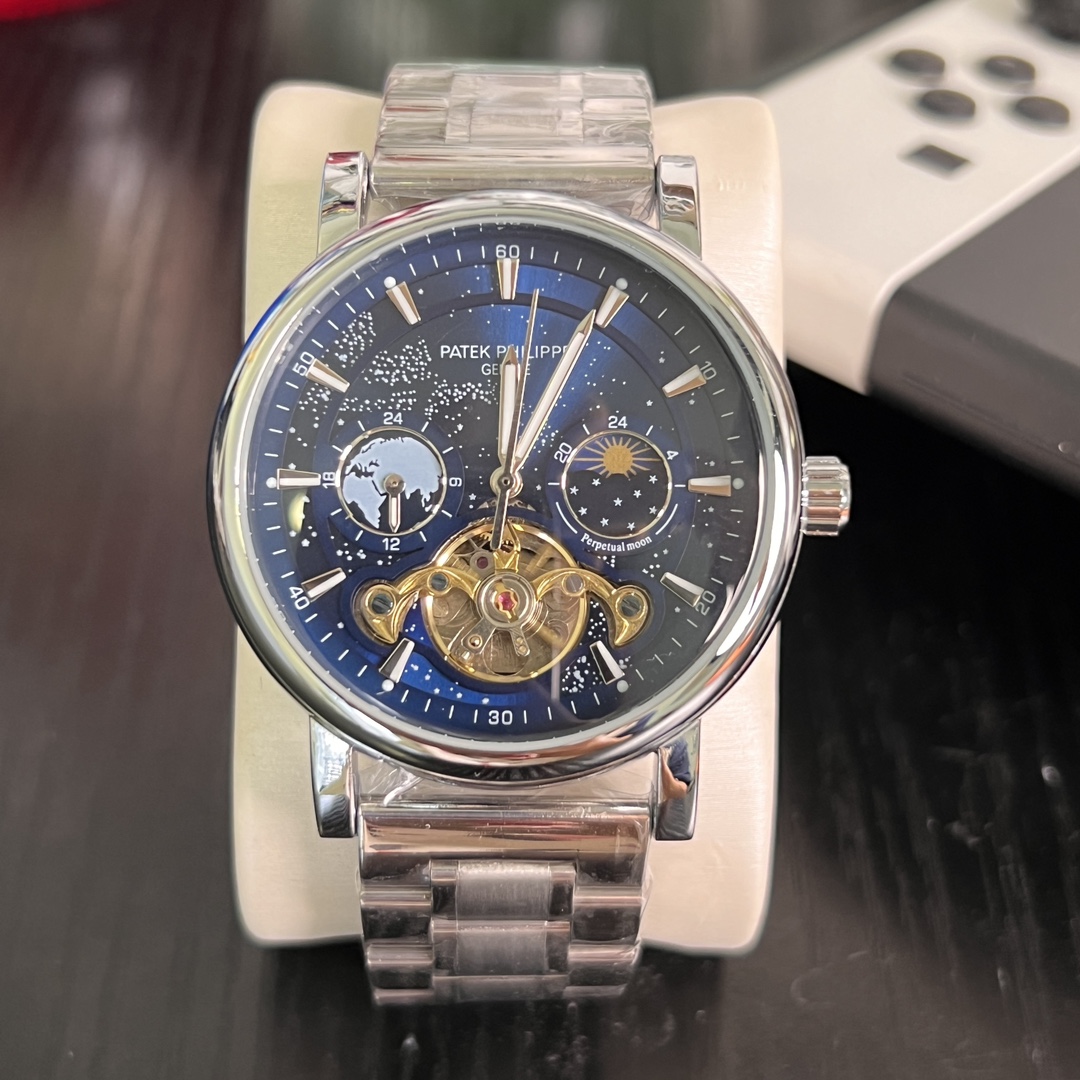 New release ??180, ??, bestseller, brand, Patek Philippe, luxury business casual men's large flywheel mechanical watch, year, date, day of the week, full function, imported calfskin strap, mineral super glass mirror, automatic mechanical movement, 41mm in