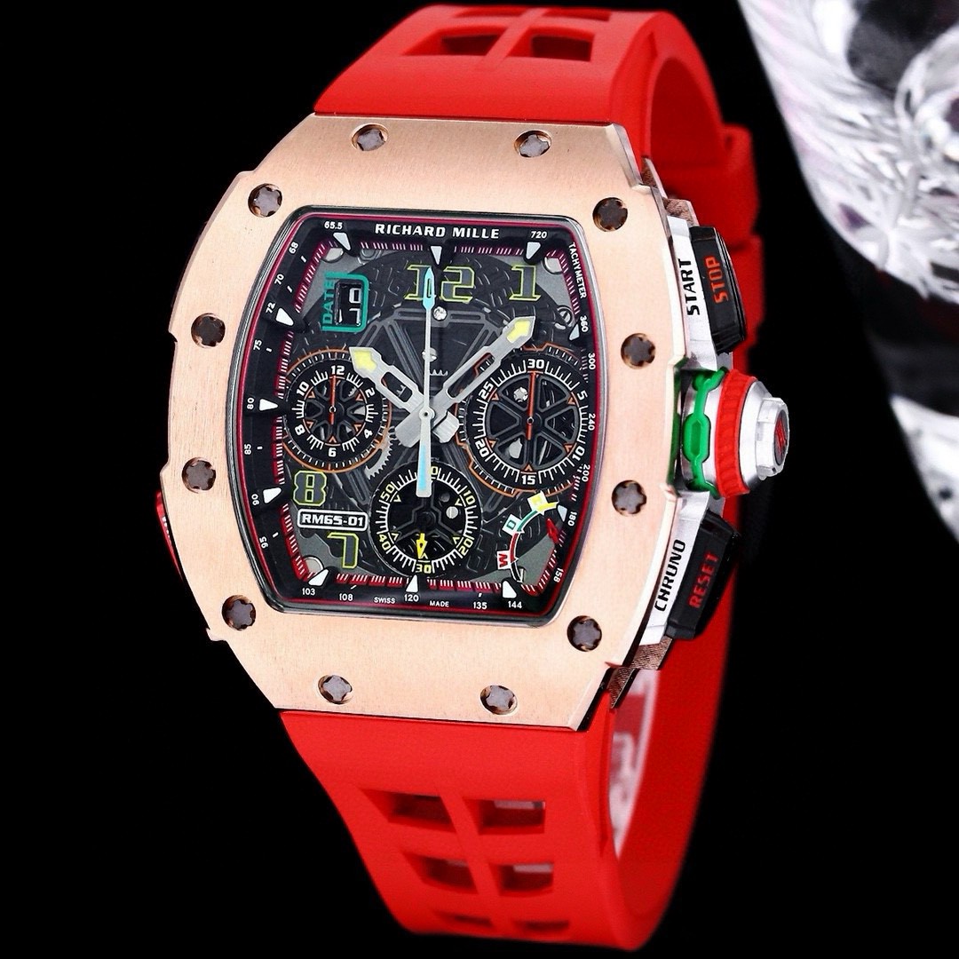 [RICHARD MILLE] Richard Mille RM65-01 New craftsmanship Fashion more avant-garde skeleton design Latest special edition luxury men's watch High-end mineral scratch-resistant mirror glass with 316L stainless steel case, durable natural imported rubber stra