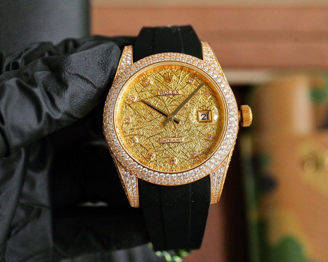 Up to date! Rolex Datejust Full Diamond Luxury 18k Nanotechnology! Crafted with AAA zircon! 3D stereoscopic dial effect! Double-row diamond bezel and three rows of fine diamonds on the side! With a replica of the imported 3255 automatic mechanical movemen