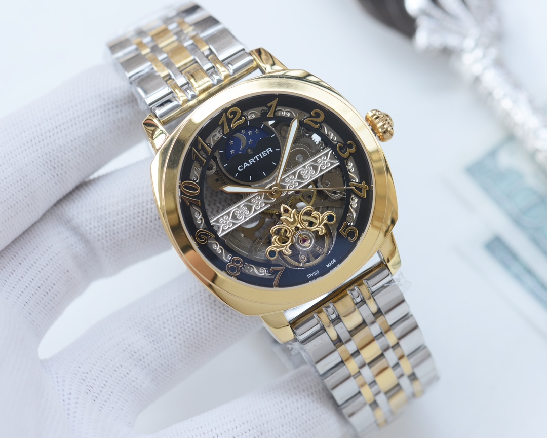 Exclusive: 520
Brand: CARTIER -CARTIER????
Type: Men 's watch ????
Case: Top 316 stainless steel L
Strap: Imported calfskin strap
Movement: Fully automatic imported mechanical movement ??
Mirror: Mineral scratch-resistant mirror glass
Size: 44mm diameter 