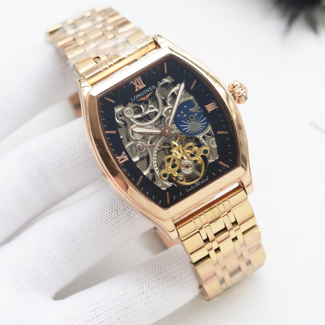 Exclusive: 520
Brand: Longines????
Type: Men watch ????
Case: Top 316 stainless steel L
Strap: 316L stainless steel strap
Movement: Automatic mechanical movement ??
Mirror: Mineral scratch-resistant mirror glass
Size: 42mm diameter 12mm thick

?? Exquisit