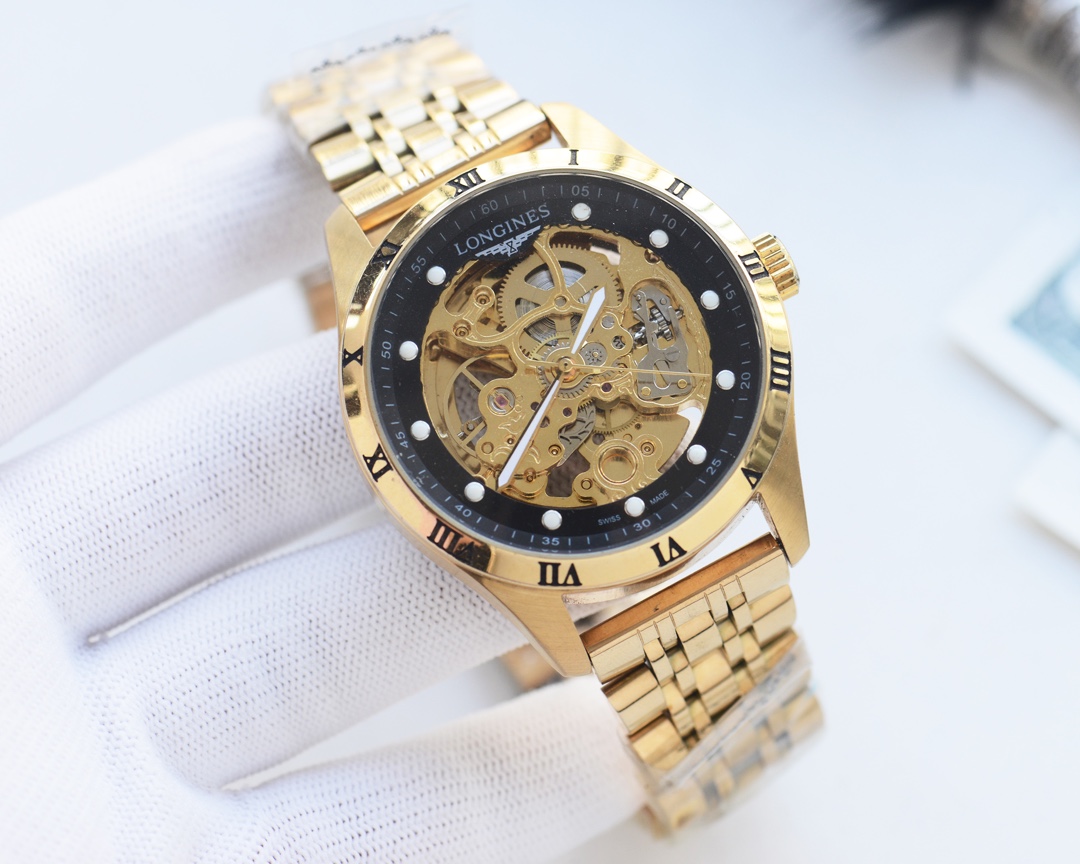 Exclusive: 520
Brand: Longines????
Type: Men watch ????
Case: Top 316 stainless steel L
Strap: 316L stainless steel strap
Movement: Automatic mechanical movement ??
Mirror: Mineral scratch-resistant mirror glass
Size: 42mm diameter 12mm thick

?? Exquisit