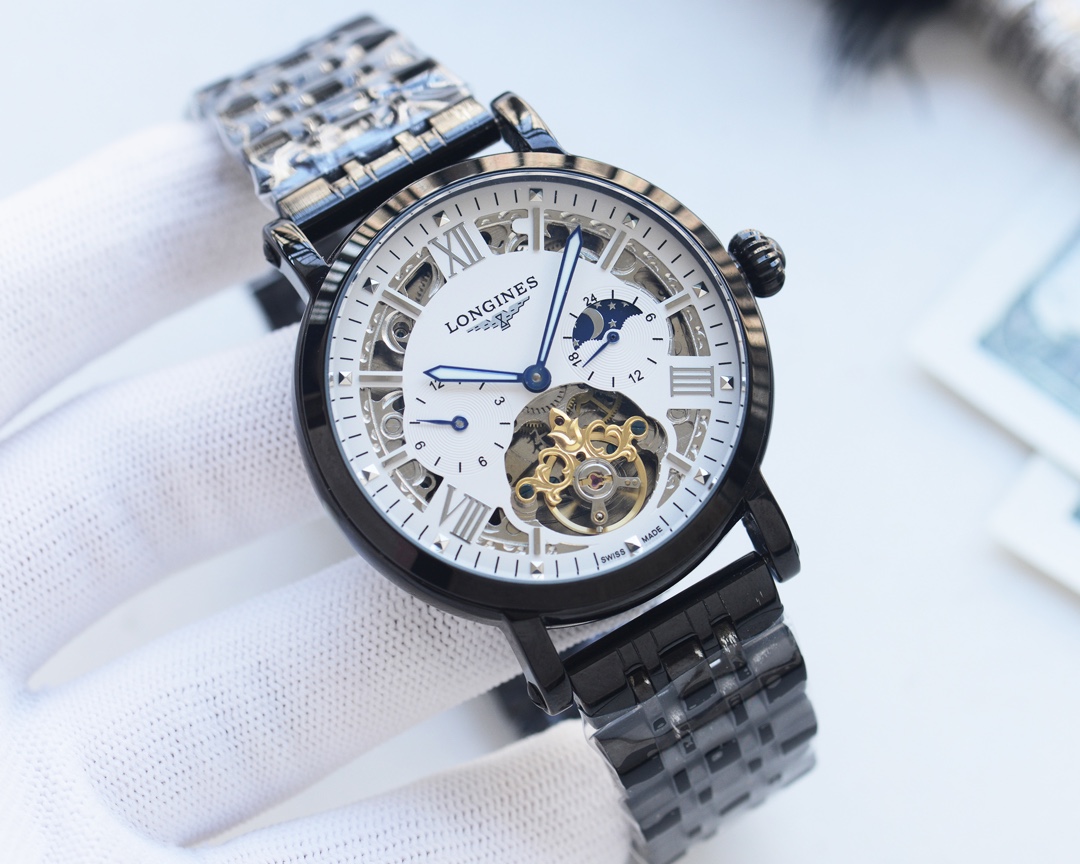 Exclusive: 520
Brand: Longines????
Type: Men watch ????
Case: Top 316 stainless steel L
Strap: 316L stainless steel strap
Movement: Automatic mechanical movement ??
Mirror: Mineral scratch-resistant mirror glass
Size: 42mm diameter 12mm thick

?? Exquisit