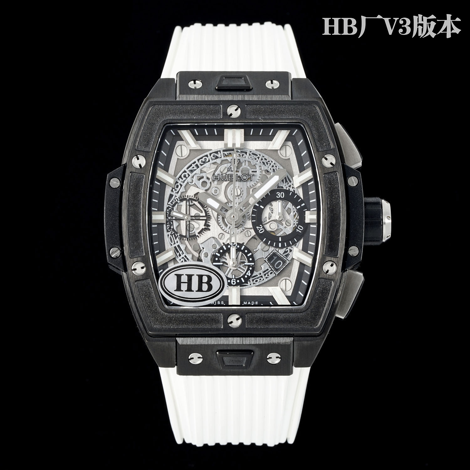 HB Factory's new upgraded V3 version one quick-release detail color matching original top-of-the-line version new member white uniform arrived.

HUBLOT
Soul BIG BANG collection. Model 642.NX.0170.RX
Inspired by racing, a new Spirit of Big Bang limited edi