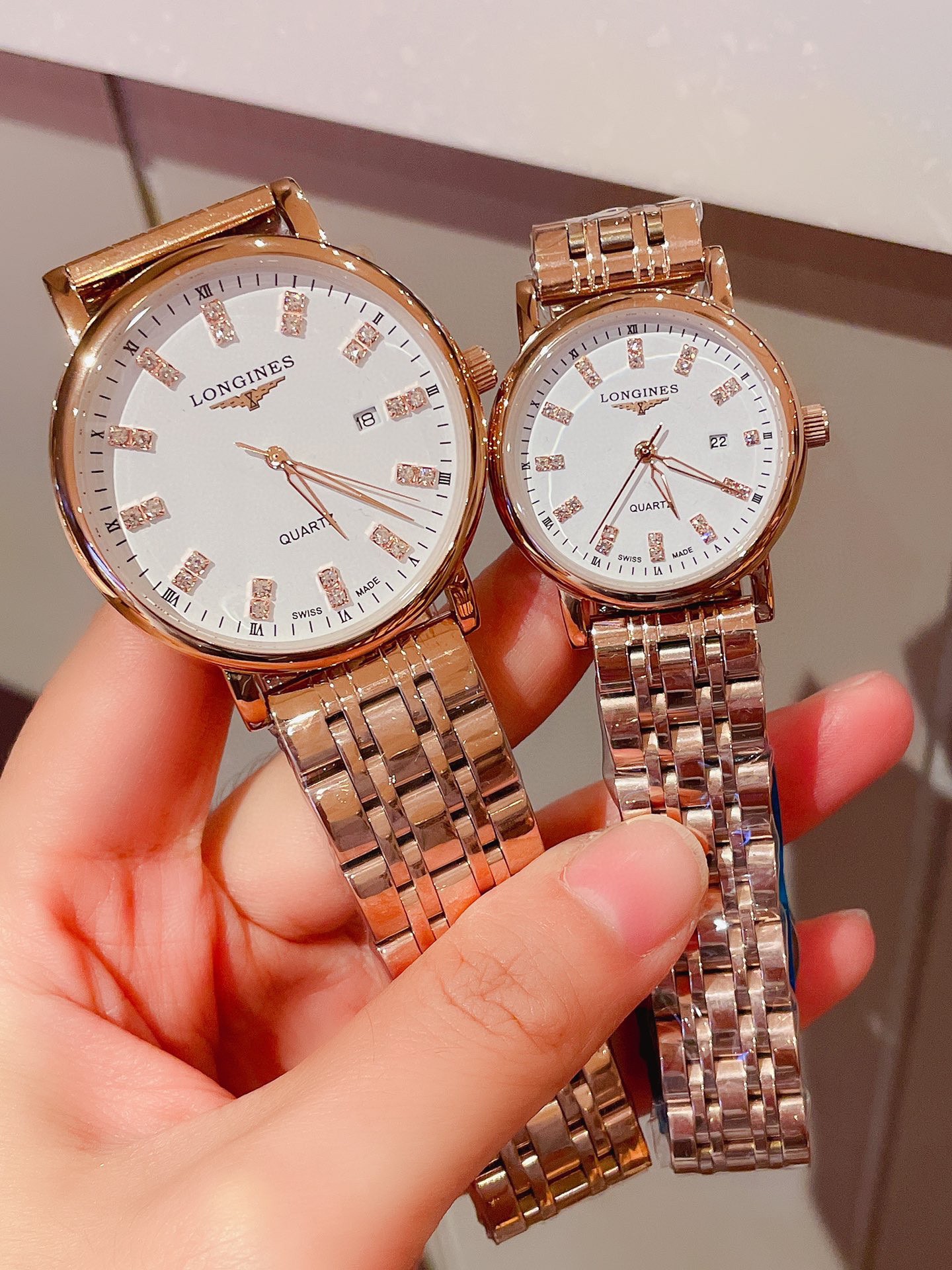 [?? Batch 190. Gold 210 Diamond ring ?20] ?? LONGINES? ? Fine couple watches come hand in hand, simple and exquisite, exquisite in quality, selling well all over the city. With imported quartz movement, top 316 stainless steel case, imported calfskin stra