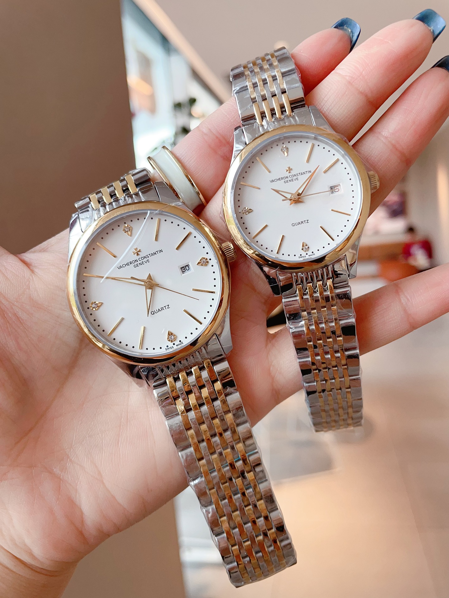 [?? Batch 220 rose gold 240 steel band ?20] ?? Hot sale! Vacheron Constantin - essential quartz watch for couples Imported quartz -3 hands movement, sapphire crystal 316 stainless steel case Stainless steel strap diameter. 30mm for women 40mm for men 7mm?