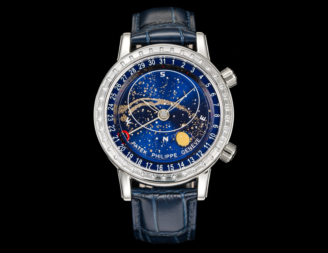 ?? Patek Philippe Super Complication Timepiece collection: Starry Sky (Super luminous) True Starry Sky Orbit dial, the star chart dial is composed of three different discs, two discs show the starry sky background and the moon phase respectively, and anot